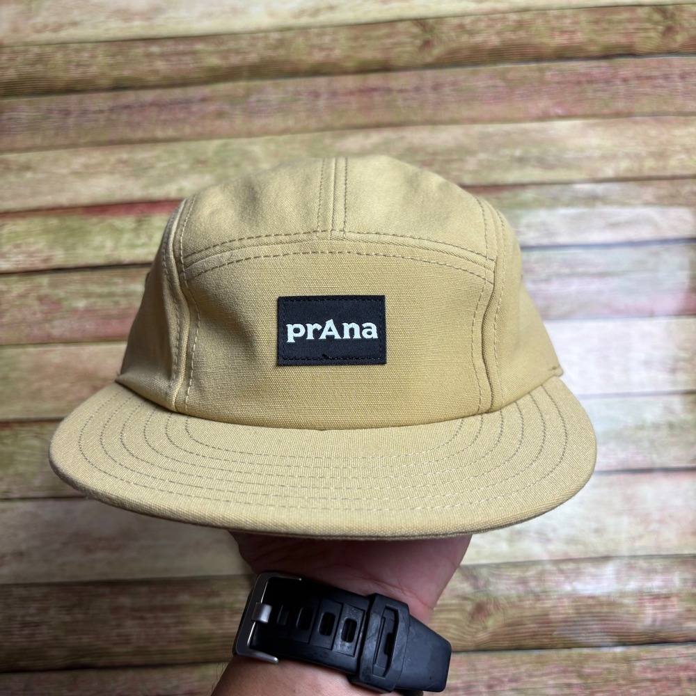 prAna 5-Panel Cap NWT Khaki Tan Adjustable Webbing Strap Hiking Hat